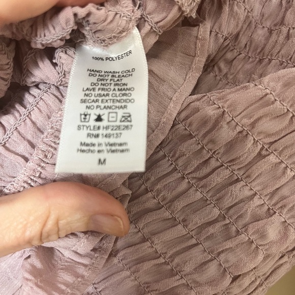 HYFVE Forever 21 Smocked Peasant Blouse Medium Pink Cottagecore Romantic - Picture 9 of 10